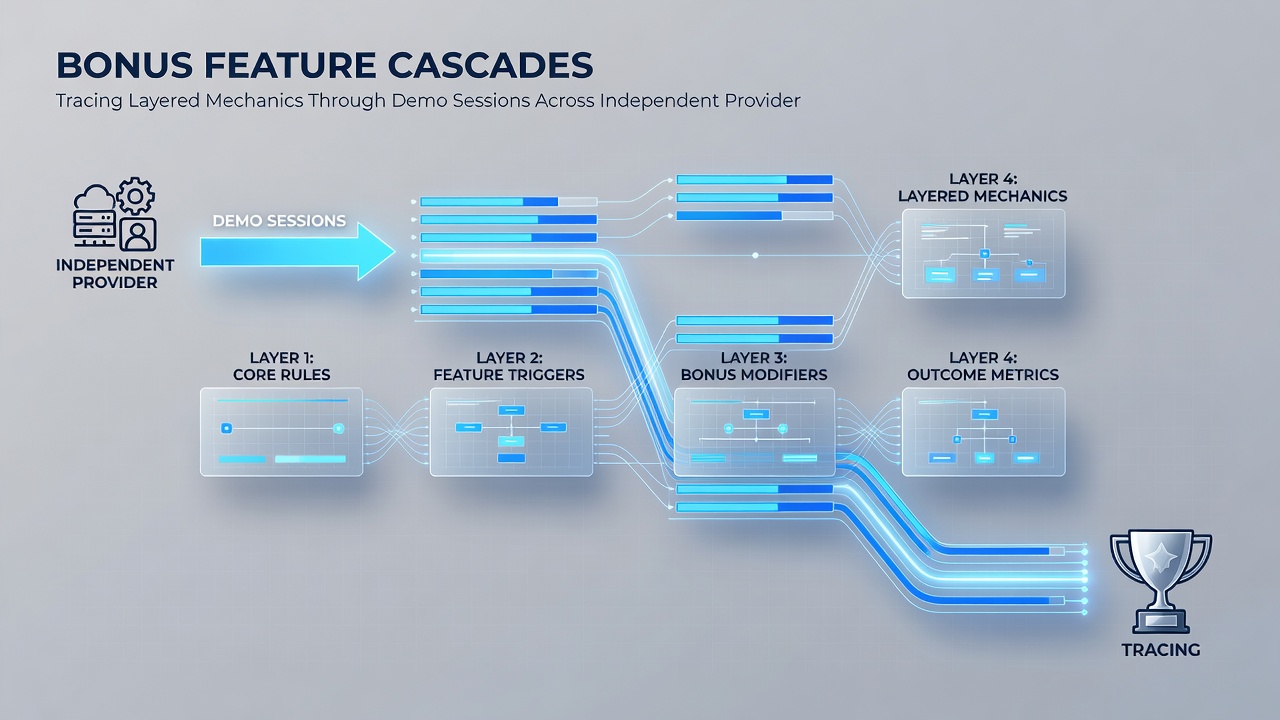 Close-up of mobile slot demo with stacked bonus cascades and multiplier indicators across multiple reel drops