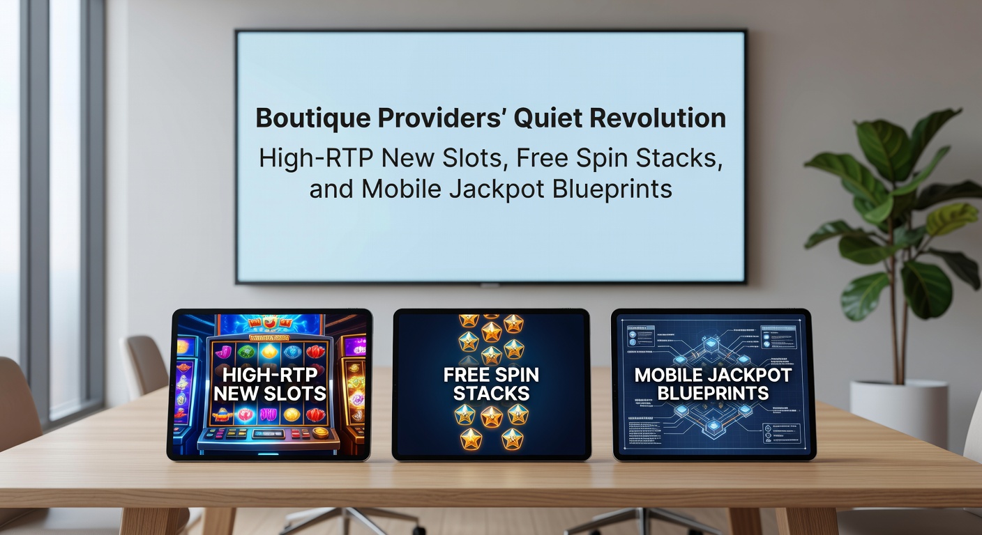 Vibrant slot reels from boutique studios showcasing high RTP graphics and stacked free spin features on a mobile screen