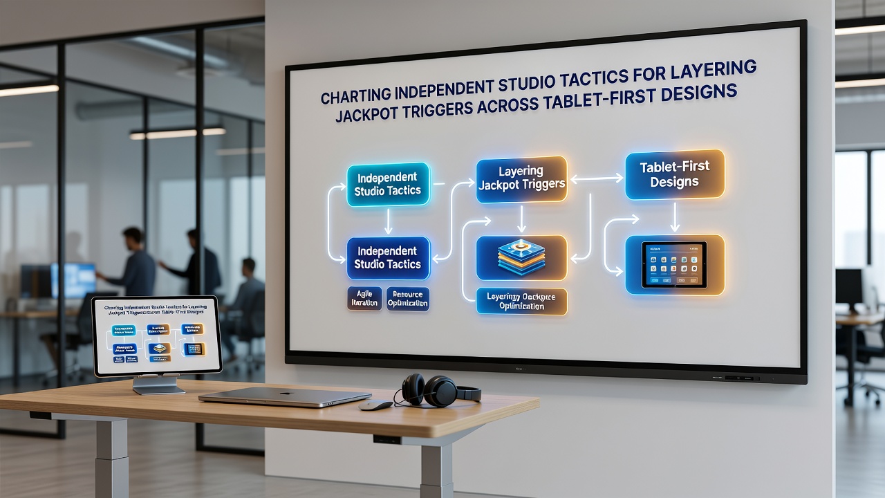 Close-up of tablet screen displaying stacked jackpot triggers with animated progress bars and touch-activated bonus layers
