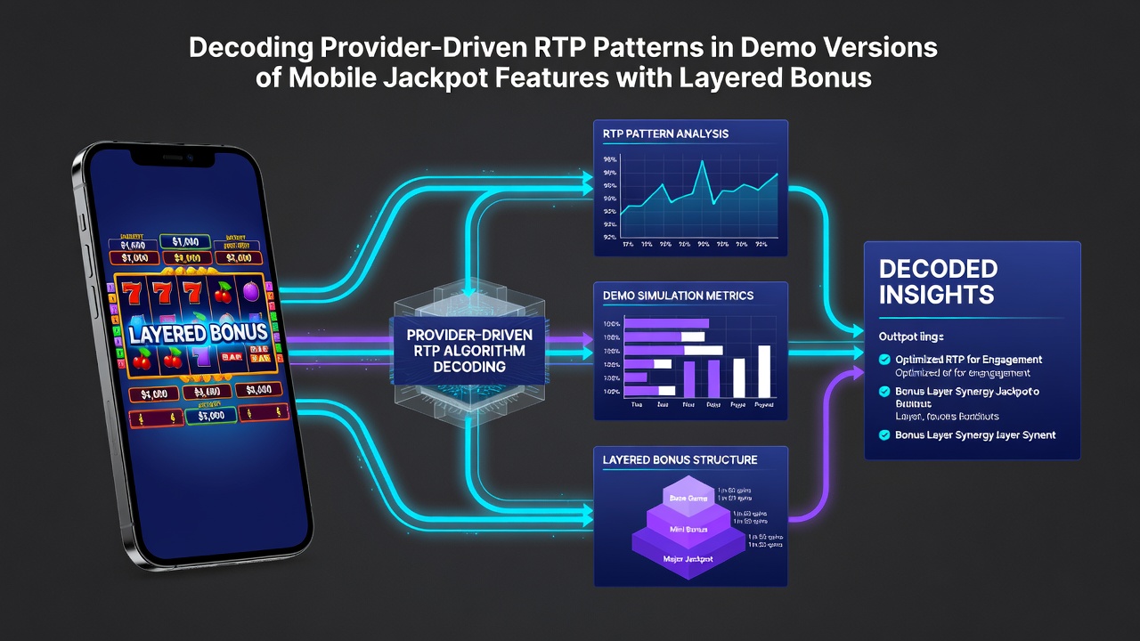 Close-up of layered bonus wheel and RTP breakdown overlay on a mobile jackpot demo screen