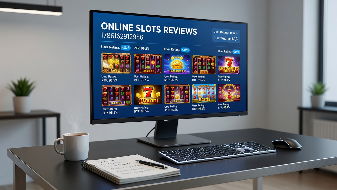 Mobile device displaying slot game interface during review testing with RTP and volatility statistics overlaid