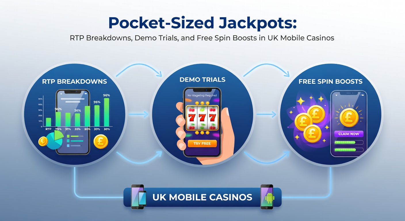 Smartphone displaying a free demo slot game with cascading reels, bonus wheels, and virtual coin stacks overflowing