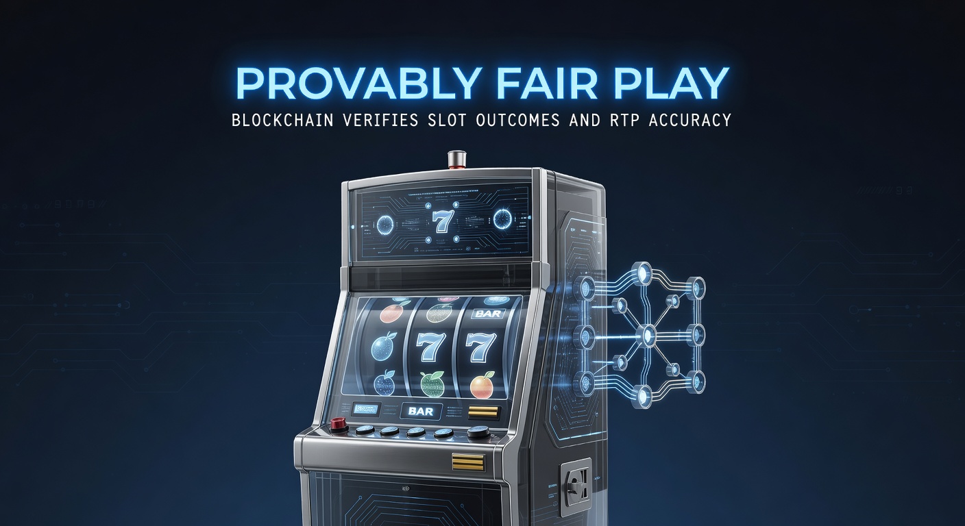 Digital blockchain network overlay on slot machine reels, symbolizing transparent verification of game outcomes