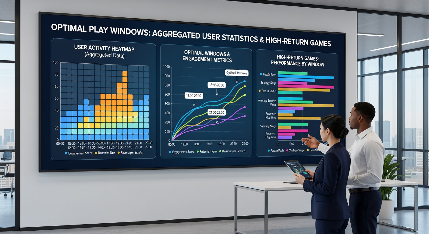 Graph illustrating aggregated mobile gaming statistics with highlighted optimal play windows and RTP performance trends